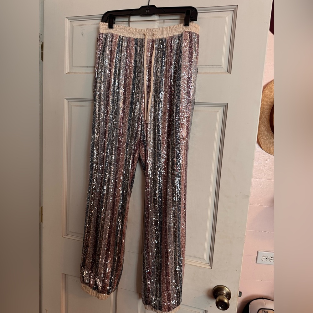 Multi colored sequin joggers